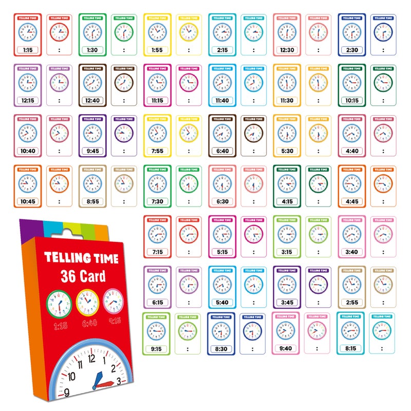 كابسترو بطاقات تعليمية رقمية للأطفال في مرحلة الطفولة المبكرة - مجموعة بطاقات تعليمية مصورة للأطفال الصغار | الوعي بالوقت، وتعلم الروتين اليومي، ولعبة تعليمية خالية من الشاشات - تعلم الوقت - Image 1